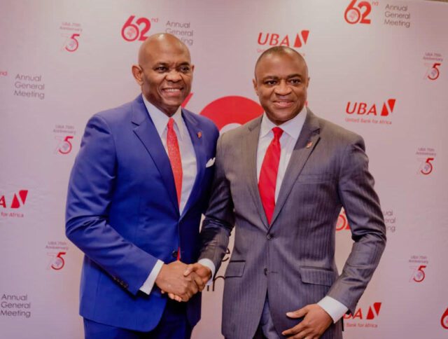 UBA Plc Group Chairman, Tony Elumelu and Group Managing Director, Oliver Alawuba