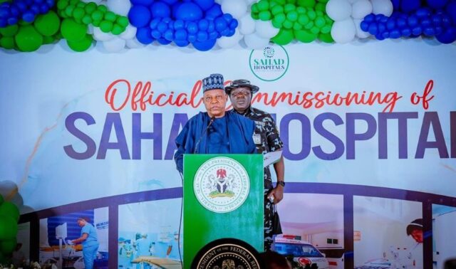 Vice President Shettima speaking at the commissioning of the new Sahad Hospitals in Abuja