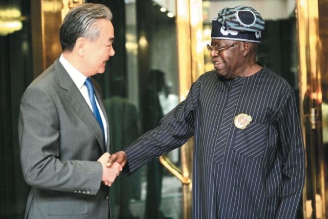 President Bola Tinubu with the Chinese Minister of Foreign Affairs, Wang Yi