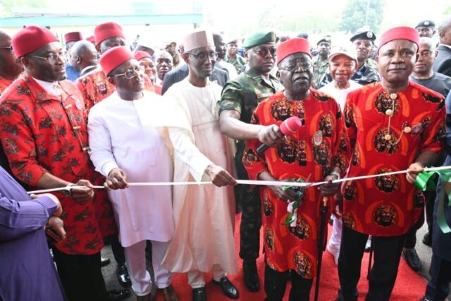 President Tinubu and Enugu State Governor, Peter Ndubuisi Mbah during the commissioning of International Conference Center