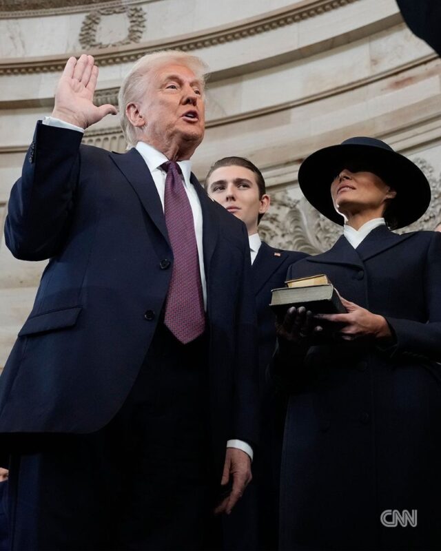 President Trump takes oath of office at the Capitol building as the 47th President of the United States.