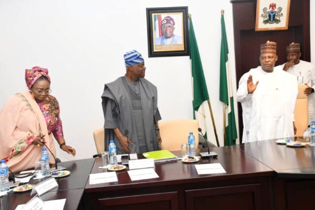 NEC and Climate Change and Coordinator of the Core Working Group of HCD, Ms Rukaiya El-Rufai, Wale Edun and Vice President Shettima