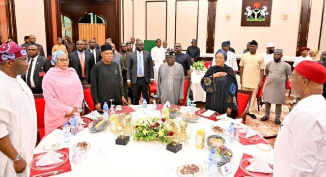President Tinubu, wife and guests at a special Iftar held in his honour at the Presidential Villa as celebrates his 73rd birthday