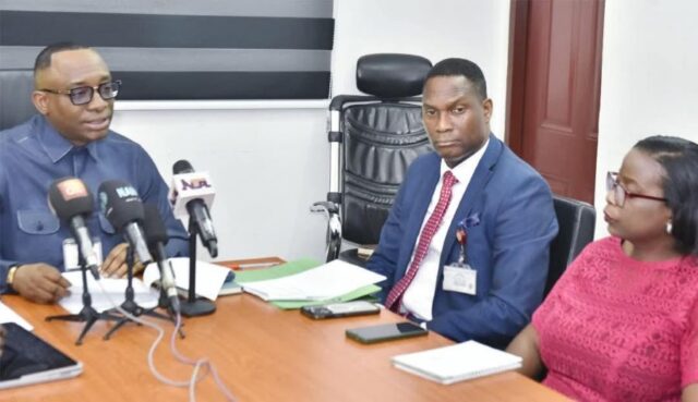 BPP DG Dr. Adebowale A. Adedokun (L) speak on the launch of the Bureau's new digital platforms