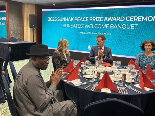Former President Jonathan during the laureates welcome banquet