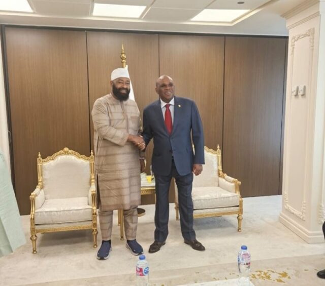Niger State Governor, Mohammed Umaru Bago with Afreximbank President, Benedict Okey Oramah
