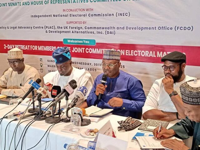 The Chairman of INEC Professor Mahmood Yakubu speaking during two-day retreat