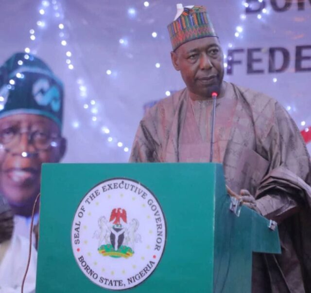 Borno State Governor, Babagana Umara Zulum speaking at the 6th National Council on Power (NACOP) summit