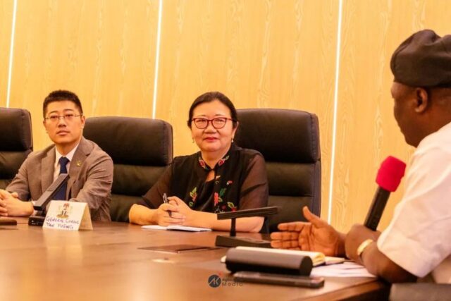 Consul General of China in Lagos, Ms. Yan Yuqing in meeting with Governor Agbu Kefas