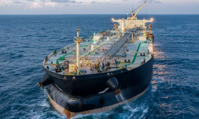 Oil Tanker navigate the Strait of Hormuz