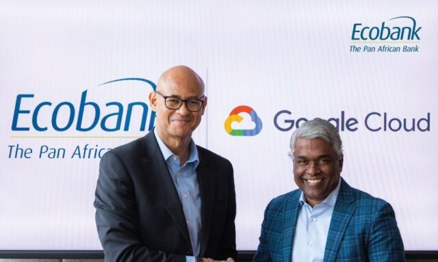 Jeremy Awori, Group CEO, Ecobank with Thomas Kurian, CEO, Google Cloud