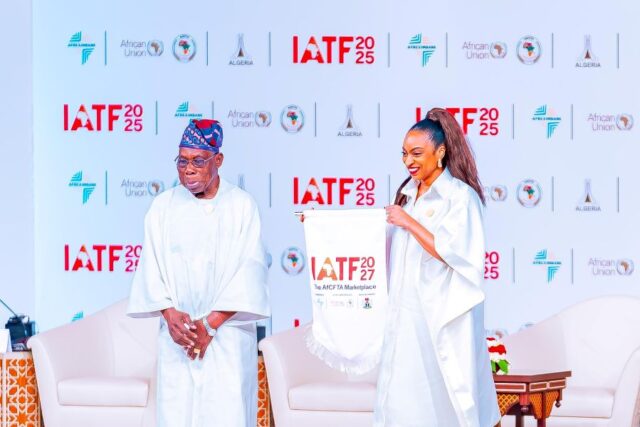 Minister of Industry, Trade and Investment, Dr Jumoke Aduwole with former President Obasanjo