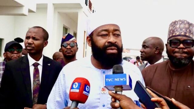 Niger State Governor Bago briefs the media after dissolution of cabinet on Monday