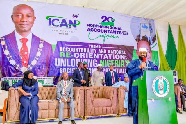 Niger State Governor Umaru Bago address the 20th Northern Zonal Accountants Conference in Minna