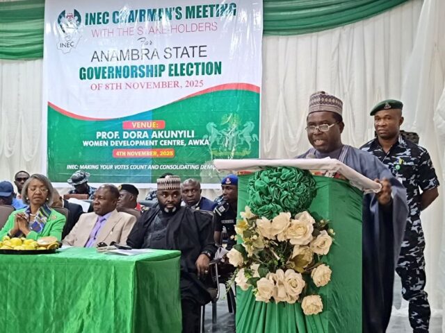 Chairman of INEC, Professor Joash Ojo Amupitan address stakeholders in Anambra Governorship election