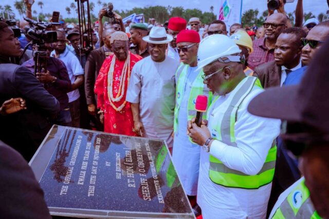 Governor Oborevwori, performing the groundbreaking ceremony of the Kwale Free Trade Zone