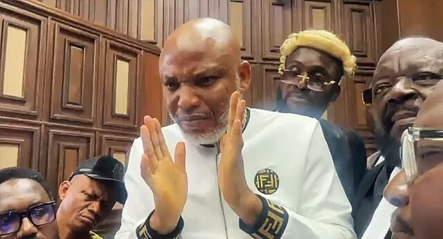 IPOB leader, Nnamdi Kanu in one of his numerous court appearances