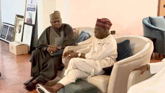 PDP National Chairman, Kabiru Tanimu Turaki with former Nigeria President, Chief Olusegun Obasanjo