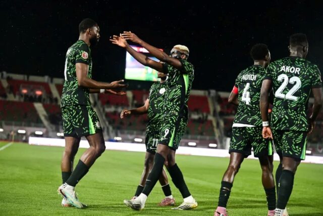 Super Eagles celebrate 2-1 win over Tanzania ar AFCON Morocco 2025