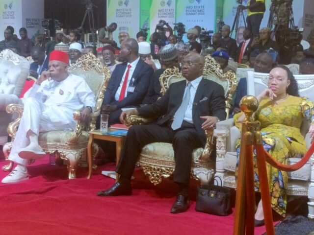 VP Shettima and Governor Hope Uzodinma at the Imo State Economic Summit 2025 in Owerri