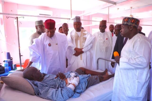 Vice President Kashim Shettima visists survivors of Borno Bomb attsck at Gamboru Market Maiduguri