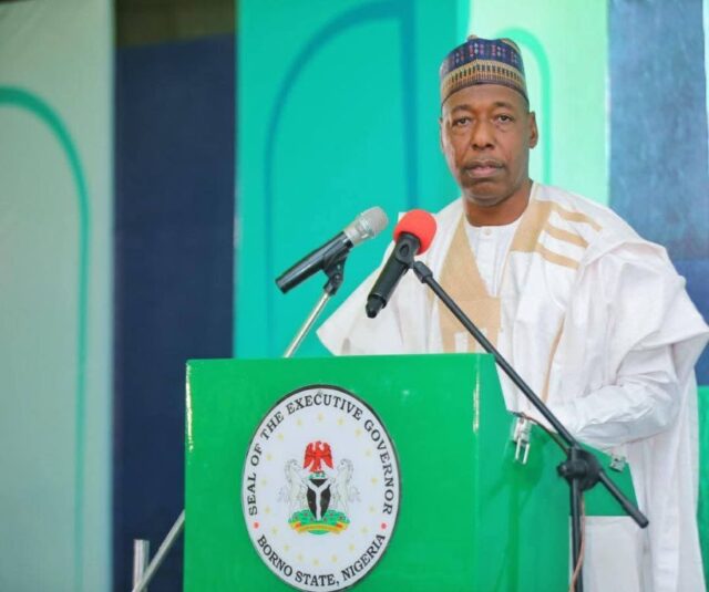 Borno Governor Zulum unveiling the Rayyan Microfinance Bank at Forshams Event Centre, Maiduguri