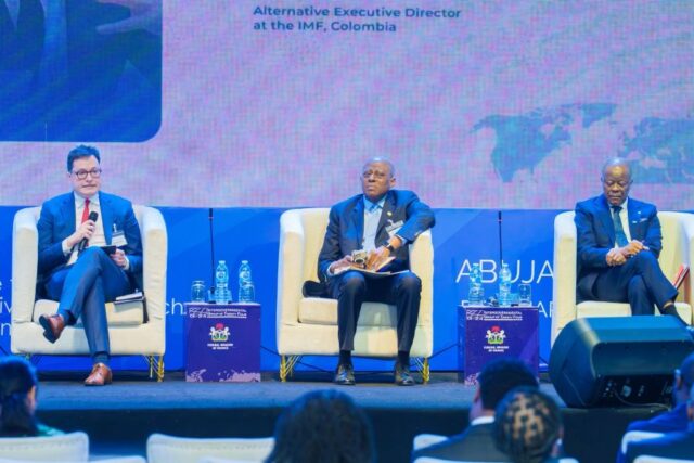 Minister of Finance, Wale Edun, CBN Governor Yemi Cardoso and the Alternative Director at the IMF Colombia