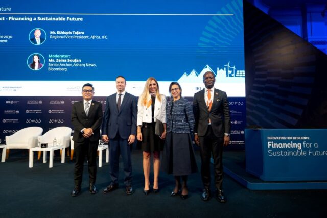 NGX Group CEO, Temi Popoola (right) at recent International Finance Corporation Conference in Cairo