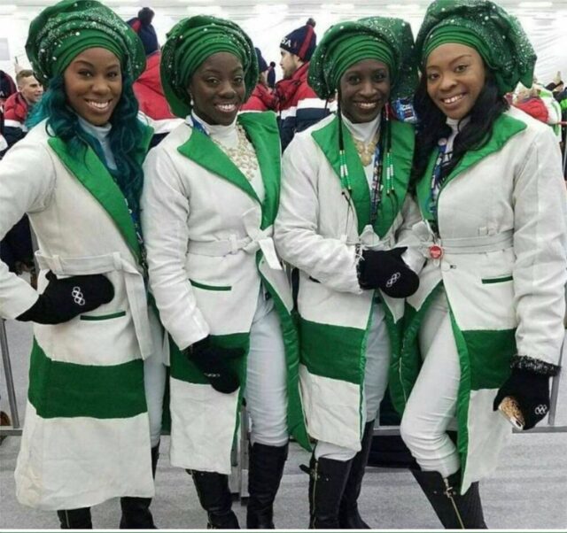Nigerian Olympians Seun Adigun, Ngozi Onwumere, Akuoma Omeoga and Simidele Adeagbo