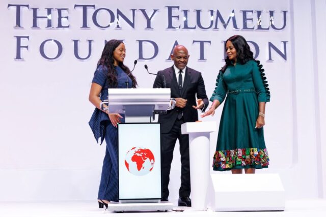 Tony Elumelu with Awele Elumelu announcing the 2026 TEF Cohorts