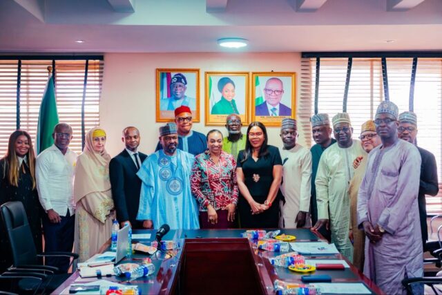 Dr. Jumoke Oduwole with the newly inaugurated Board members of the Nigerian Commodity Exchange