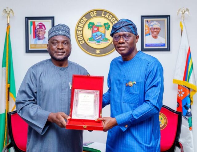 NACC National President, Alhaji Sheriff Balogun and Lagos Governor Sanwo-Olu