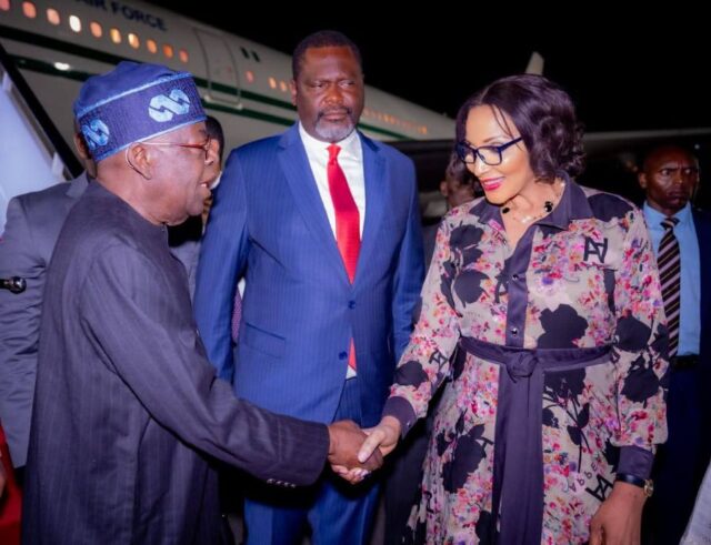 President Tinubu welcomed by Nigeria's Foriegn Minister, Bianca Ojukwu