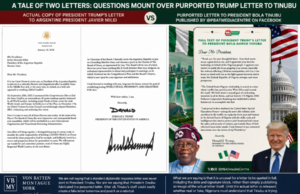 Authenticity of purported President Trump letter to President Tinubu comes under scrutiny