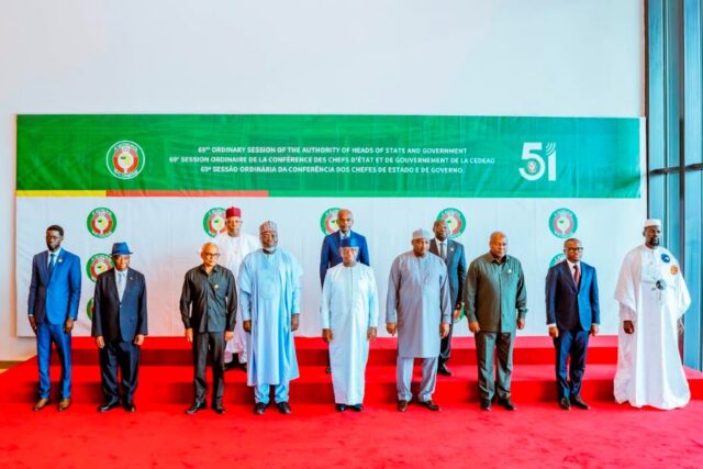 ECOWAS leaders at the 69th meeting in Freetown, Sierra Leone