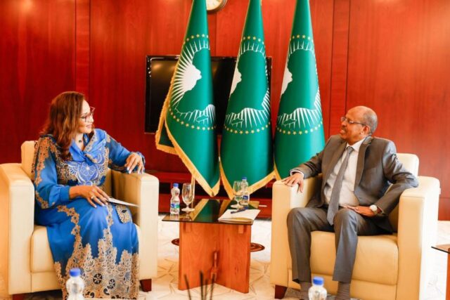 H.E. Mahmoud Ali Youssouf, Chairperson of the AU Commission, received H.E. Bianca Odumegwu-Ojukwu