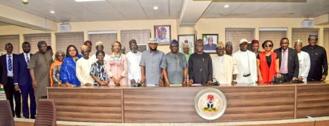 The RMAFC Chairman, Dr. Mohammed Bello Shehu, visit to INEC in Abuja