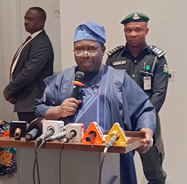 Prof. Amupitan addressing a two-day Strategic Operational Workshop for INEC Administrative Secretaries
