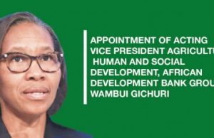Wambui Gichuri moves up as Acting Vice President at the African Development Bank