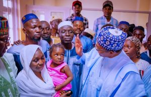 President Buhari meets freed Abuja-Kaduna train victims in Kaduna State