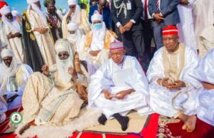 Photo News| Kano State Governor Abba Kabir Yusuf celebrates Eid with Emir of Kano, Musa Kwankwaso, others after swearing in New Commissioners