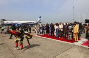 Prince Harry and Meghan Fly Air Peace as Onyema, Military, Others Welcome Royal Couple