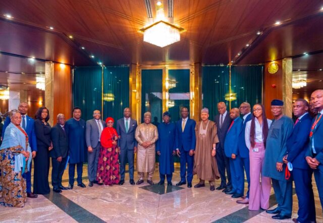 Management of NGX Group led by Group Chairman Alhaji Umaru Kwairanga and GMD-CEO Temi Popoola met with President Bola Ahmed Tinubu, GCFR, at the Presidential Villa, Abuja